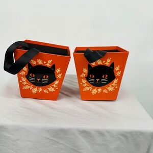 Halloween Black Cat Treat Bags Orange Set of 2 Gift Candy‎ Party Favors